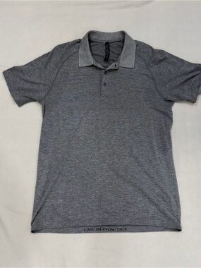 Lululemon Metal Vent Tech Polo Shirt Size Medium Short Sleeve Gray Performance